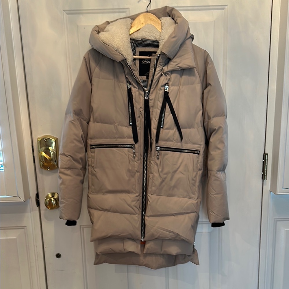 Long Beige Puffer Jacket